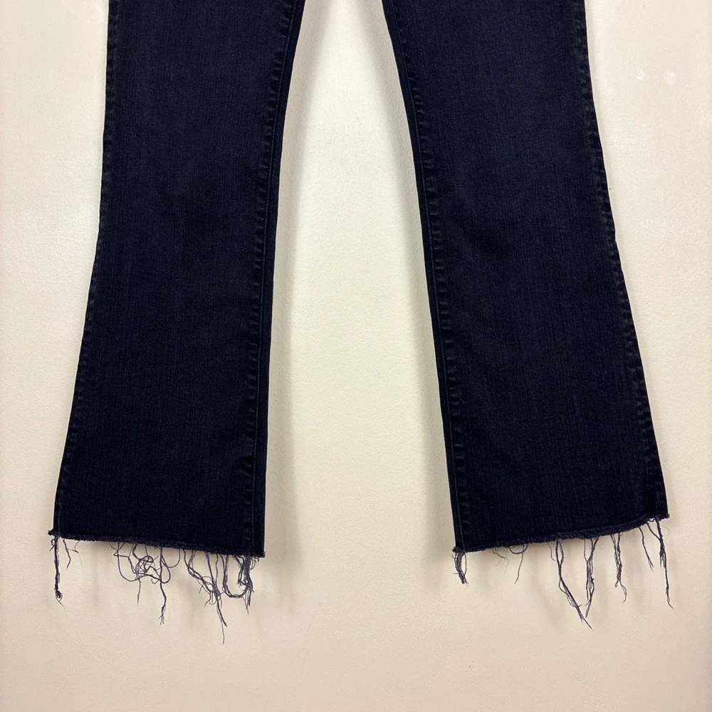 MOTHER Hustler Ankle Fray Jeans Not Guilty Black Women Size 26 High Waist‎ Denim